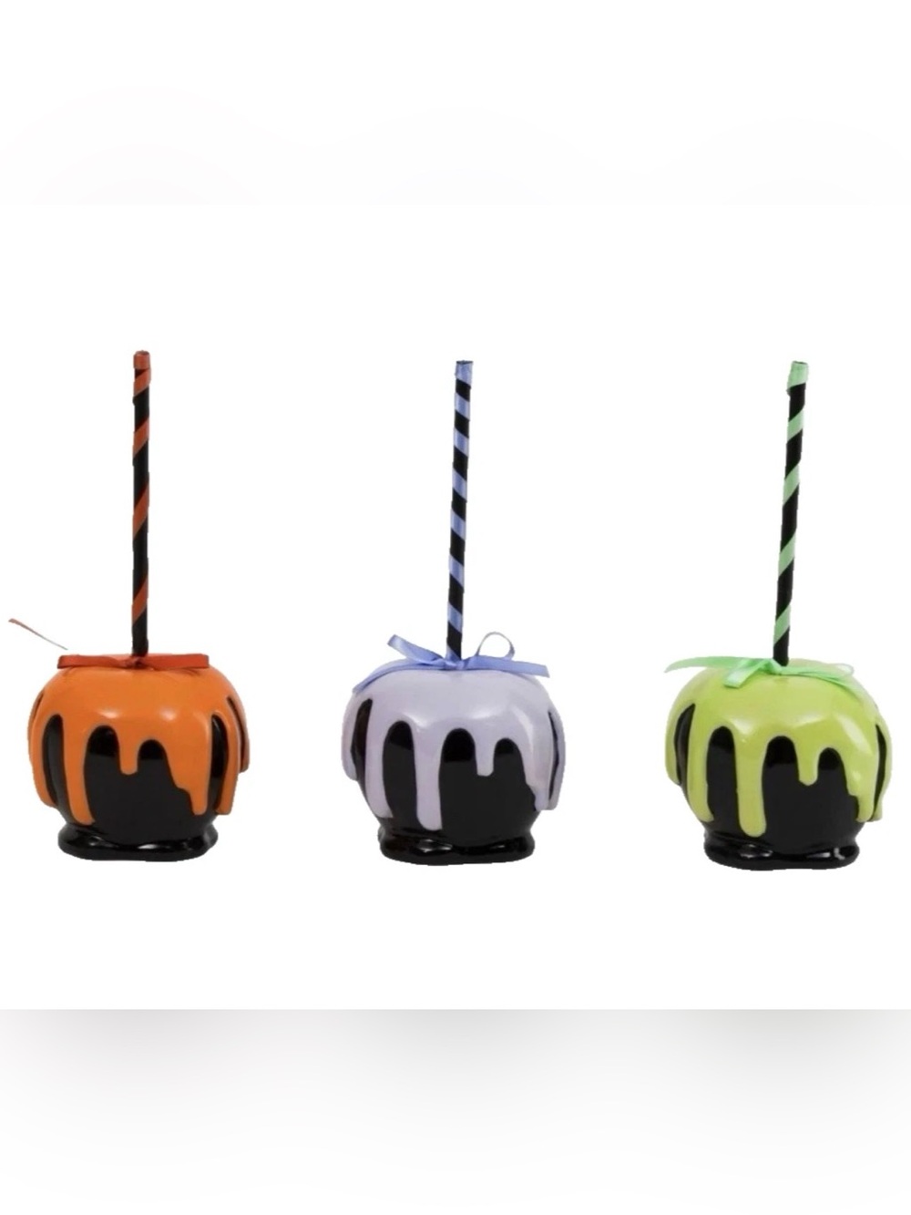 Sweet Treats Halloween Candy Apple Decor Set of 3 New in Box Spooky Deco